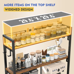 Snhomee 6-Tier Bakers Rack With Outlet, Microwave Stand With Storage Cabinet, 8 Side Hooks & Utility Shelf For Kitchen