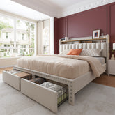 Snhomee Metal Bed Frame with 2 Storage Drawers & Headboard - 900LBS Capacity, No Noise Design, Padded Platform, No Box Spring Needed