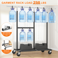 Snhomee Garment Rack with Wheels, Adjustable Height & Width, 298 lbs Heavy-Duty Clothes Rack for Hanging
