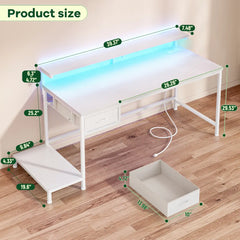 Snhomee All-in-One Gaming Desk-100-White-size