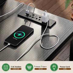 Snhomee L Shaped Computer Desk with Drawers, LED Lights & Power Outlet, Reversible Design Office Desk with Monitor Stand for Gaming & Home Offic