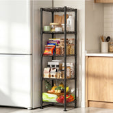 Snhomee 12" Narrow 5-Tier Wire Shelving Unit,Adjustable Storage Shelves, Wire Shelves Storage Rack Standing Bathroom Shelf,Metal Storage Rack for Kitchen Pantry Closet Laundry Dorm Office