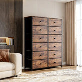 Snhomee Dresser for Bedroom, Large Storage Organizer Chest, Large Fabric Dressers & Chest of Drawers with Sturdy Metal Frame, Wood Top, Closet, Entryway, Hallway