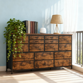 Snhomee 16-Drawer Dresser with Power Outlets – Fabric Storage Chest with Wood Top & Metal Frame for Bedroom, Living Room, or Entryway