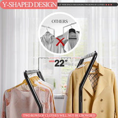 Snhomee Portable Rolling Clothes Rack with Shelves,Clothes Hanging Rack with Wheels, For Commercial&Bedroom