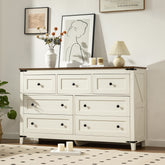 Antique White 7-Drawer Dresser & TV Stand with Metal Glide - 51" Wide Multi-Room Storage-Antique White-Enhomee