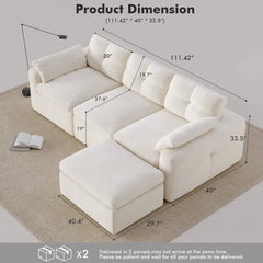 Snhomee Cloud Sectional Couch With Pillow, Comfy Modular Sectional Sofa For Living Room,No Assembly Required