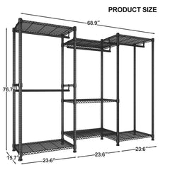 Snhomee Clothes Rack 830LBS Heavy Duty Freestanding Hanging Clothes Rack Metal Clothing Garment Rack-Home Storage > Clothes Rack-Black-snhomee