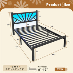 Snhomee Metal Bed Frame with LED Backlight, Storage Space, 1800lbs Weight Capacity & Quiet Structure