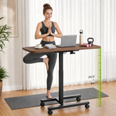 Snhomee 39.5"W Standing Desk with Wheels, Adjustable Ergonomic Home Office Desk, C Shaped Side Table with Extended Desktop for Small Space, Home Office