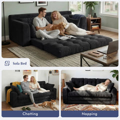 Convertible Folding Sofa Bed,Tri-Fold Couch for Living Room Lounge,Pull Out Sleeper Sofa with Pillows