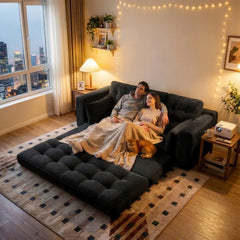 Convertible Folding Sofa Bed,Tri-Fold Couch for Living Room Lounge,Pull Out Sleeper Sofa with Pillows