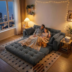 Snhomee Convertible Folding Sofa Bed,Tri-Fold Couch for Living Room Lounge,Pull Out Sleeper Sofa with Pillows