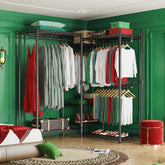 Snhomee Clothes Rack, 735lbs Clothes Rack Heavy Duty, Hanging Clothes, Metal Wire Garment Racks, Sturdy Freestanding Portable Closet Wardrobe Sturdy Clothes Rack, Black