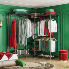 Snhomee Clothes Rack, 735lbs Clothes Rack Heavy Duty, Hanging Clothes, Metal Wire Garment Racks, Sturdy Freestanding Portable Closet Wardrobe Sturdy Clothes Rack, Black