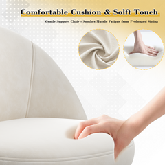 Snhomee Velvet Vanity Chair with Back and Wheels – Adjustable Armless Desk Chair for Bedroom, Office & Vanity