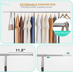 Snhomee 450 lbs Garment Rack with Wheels, Commercial Clothes Rack for Hanging-Home Storage > Clothes Rack-Gold-(45.3"-69.1")W x 17.8"D x 72"H-snhomee