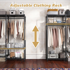 Snhomee Clothing Rack with Cover 800LBS Heavy Duty Clothes Rack Freestanding Closet for Bedroom-Home Storage > Clothes Rack-snhomee