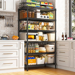 Snhomee 6-Tier Adjustable Wire Shelving Unit, 2-in-1 Detachable Design Multifunctional Storage Rack for Home, Kitchen, Laundry Room, Bathroom