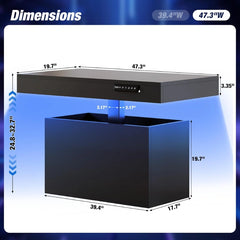 Snhomee Smart Electric Lift Top Coffee Table with LED Lights, Adjustable Height (25"-33") & 3 Memory Presets (Modern Black)