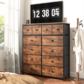 Snhomee Tall Dresser for Bedroom,Fabric & Metal Storage Organizer with Wood Top, Space-Saving