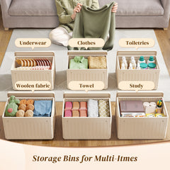 Snhomee Stackable Plastic Storage Bins with Lids – Opaque Design, Hidden Lid Compartment, Foldable & Space-Saving Closet Organizer