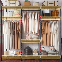 795 lb Heavy Duty Clothing Rack - Adjustable Steel Garment Rack with Shelves, Foldable Portable Storage for Retail/Home/Laundry-Home Storage > Clothes Rack-snhomee