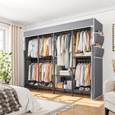 76" Heavy Duty Clothes Rack with Cover | 1150LBS Capacity Wardrobe Closet & 5 Hanging Rods | Space-Saver for 200+ Garments-Black-Clothes Rack with Cover-snhomee