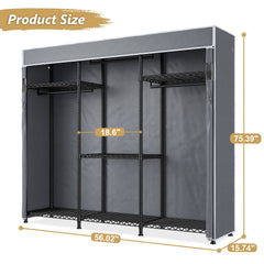 Snhomee Clothing Rack with Cover 800LBS Heavy Duty Clothes Rack Freestanding Closet for Bedroom-Home Storage > Clothes Rack-snhomee
