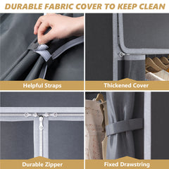 Snhomee Clothing Rack with Cover 800LBS Heavy Duty Clothes Rack Freestanding Closet for Bedroom-Home Storage > Clothes Rack-snhomee