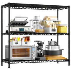 Snhomee 3-Tier Metal Shelving 468LBS,Adjustable Steel Wire Shelving Units,Heavy-duty carbon steel,Storage Rack for Kitchen Pantry Closet Dorm