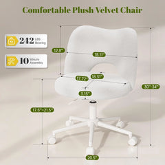 AdjustableWhiteVanityChairwithBack