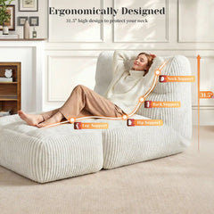 Snhomee 31.49" H Bean Bag Chairs with Foldable Ottoman,Bean Bag Chair with Foldable Ottoman for Living Room, Bedroom or Balcony