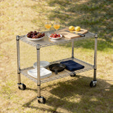 Snhomee 35.4" W Shelving Units with Wheels & Gaskets, 2-Tier Wire Rack Shelving Height Adjustable for Living Room, Kitchen & Bathroom