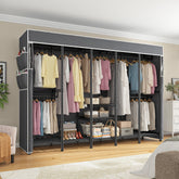 90.8 Inch Wide Commercial Clothing Rack - 1200 lb Heavy Duty Garment Rack with Zippered Dustproof Cover, Steel Frame Industrial Storage System for Retail/Warehouse/Home, Lockable Wheels & Anti-Tip Design-Home Storage > Clothes Rack-Black-snhomee
