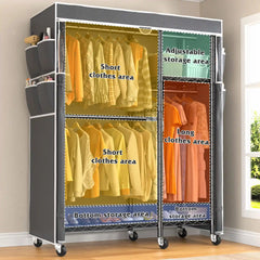 Snhomee 78.7"H Clothing Rack with Cover,Rolling Garment Rack for Bedroom,Portable Closet with Wheels