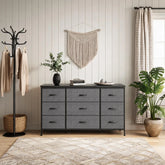 Dresser TV Stand with Drawers, Sturdy Metal Frame & Wood Top, Bedroom, Living Room, Hallway, Dorm room essentials, TV Stand Drawers