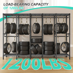 90.8 Inch Wide Commercial Clothing Rack - 1200 lb Heavy Duty Garment Rack with Zippered Dustproof Cover, Steel Frame Industrial Storage System for Retail/Warehouse/Home, Lockable Wheels & Anti-Tip Design-Home Storage > Clothes Rack-Black-snhomee