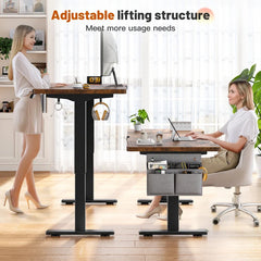 Snhomee Electric Standing Gaming Desk with LED Lights, Adjustable Ergonomic Home Office Desk for Bedroom