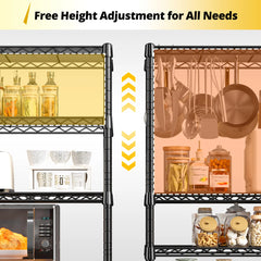 Snhomee 6 Tier Metal Wire Shelving, 1000 LBS Heavy Duty Storage Shelf, Adjustable Height Wire Rack, Multipurpose Organizer Shelves for Pantry, Closet, Garage, Outdoor Storage