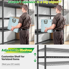 Snhomee Space-Saving 5-Tier Adjustable Wire Shelving Rack, 1510LBS V-Brace Metal Storage Unit, for Kitchen & Apartment