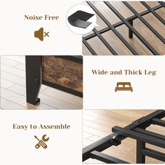 SNHOMEE Metal Platform Bed Frame with Charging Station,No Box Spring Needed, No Noise, Easy Assembly