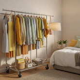 Snhomee Rolling Garment Rack with Lockable Wheels, 630 LBS Adjustable Metal Clothes Rack for Bedroom Closet Storage