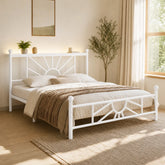 Snhomee Modern Metal Platform Bed Frame with LED Headboard, 1300 lbs Reinforced Support, Under-Bed Storage, Noise-Free Design, No Box Spring Needed