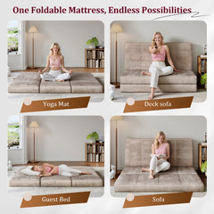 Snhomee Foldable Mattress, Trifold Mattress for Sofa Bed & Guest Bed , Versatile Folding Solution with Handle, Portable Floor Mat for Living Room, Yoga, Camping