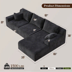 97" L-Shaped Modular Sectional Sofa with Deep Seat, Cloud Couch with Chaise, 6 Layouts Combination,Flexible Module Combination for Living Room, No Assembly
