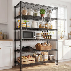 Snhomee 6 Tier Adjustable Metal Wire Storage Shelving Unit, 35.4"W x 75"H x 15.7"D, 1200 LBS Heavy Duty Garage Pantry Storage Rack for Kitchen & Commercial Use