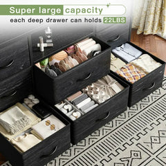 Raybee Wide Dresser TV Stand with 8 Drawers-Furniture > Console Table-39.4" L x 11.8" W x29.7" H-Black-snhomee