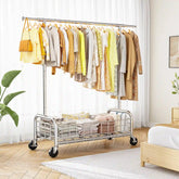 Snhomee 71"H Rolling Garment Rack with Storage Basket, Adjustable Clothes Rack Organizer for Laundry Bedroom, Closet, Retail Store