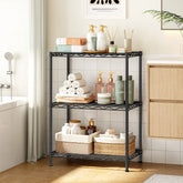 Snhomee 3-Shelf Metal Storage Shelves, 165 LBS Adjustable Wire Shelving, Small Shelving Units for Kitchen, Office, Living Room
